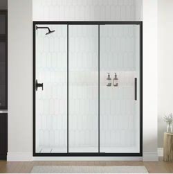 48” Black Sliding Shower Door
