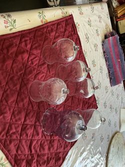Set of 6 Clear Glass Stemmed Goblets $5 each