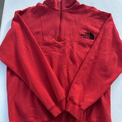 Red The North Face Quarter Zip Sweater 
