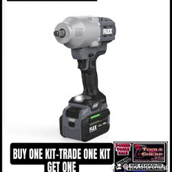 FLEX 1/2" HIGH-TORQUE IMPACT WRENCH STACKED LITHIUM KIT $349. Buy one kit/Trade one kit/Get FREE kit