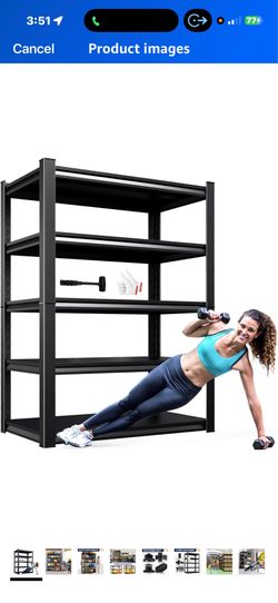 Heavy Duty Metal Garage Shelving Unit, 71.2" H x 35.4" W x 16" D, 5-Tier Adjustable Storage Shelves for Garage Storage, Standing Shelf Unit & Shelves 