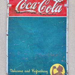 1939 Drink Coca Cola Delicious Refreshing Vintage Chaulk Board Sign