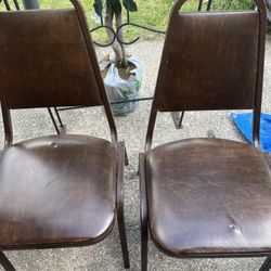 Brown Leather Metal Chairs 