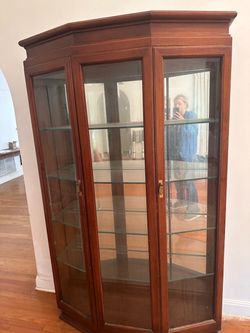 hexagonal corner curio cabinet