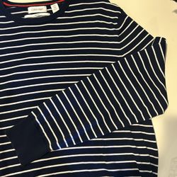 Calvin Klein Blue Sweater with White Stripes