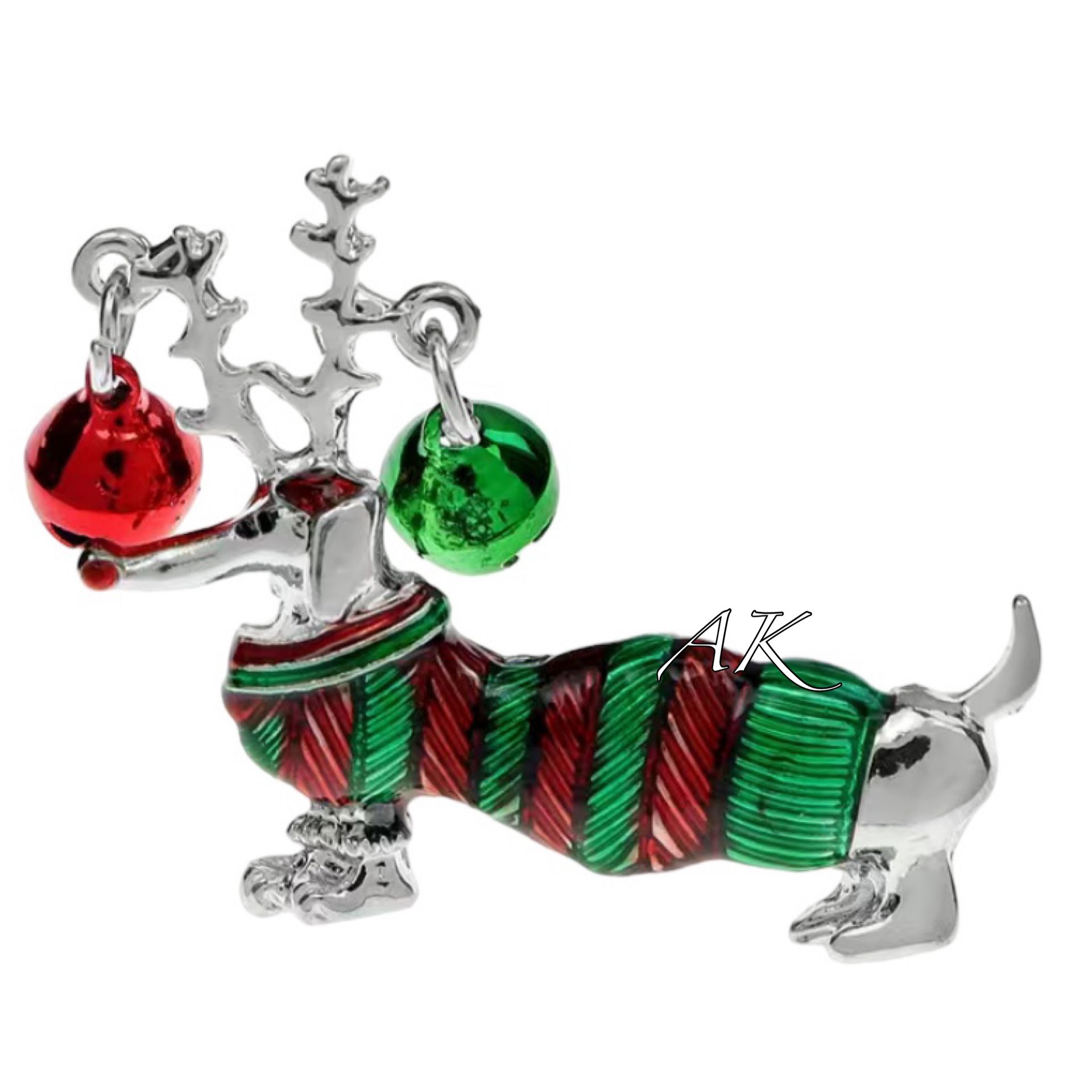 Dachshund Christmas Brooch / Pin 🐶 Doxie Wiener 