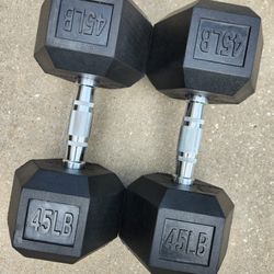 Rubber Hex Dumbbell Pair 45lbs