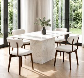 Beige Upholstered Swivel Dining Chairs (Set of 4)