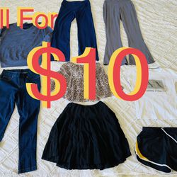 $10 For All Women clothes size M Big bundle pants,skirts,shorts,sweatshirt,shirt in great condition