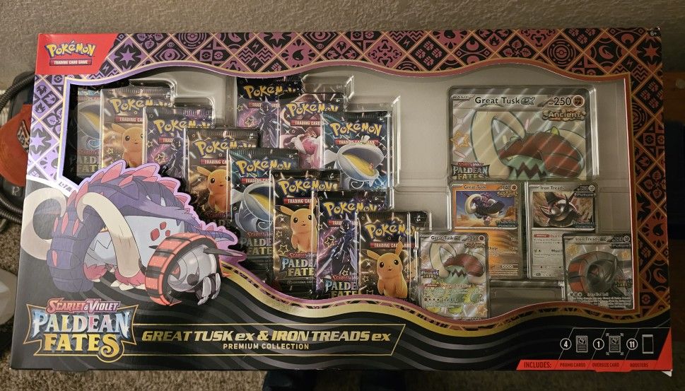 Pokemon Paldean Fates Great Tusk Ex & Iron Thread Ex