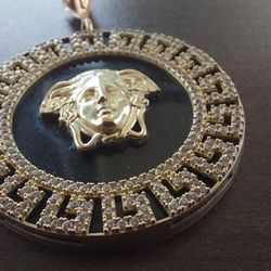 10K Gold Versace Pendant With Diamonds 