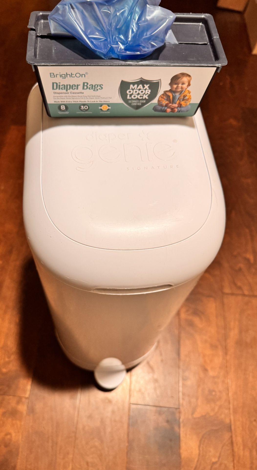 Diaper Genie Signature Pail Includes 1 Easy Roll Refill Holds Up To 8 Months Supply