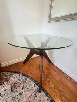 LIKE NEW Glass + Wood Dining Table