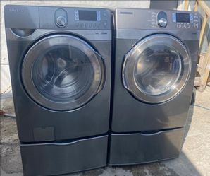 SAMSUNG STEAM SMART GREY FRONT LOAD WASHER AND GAS DRYER SET