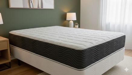 New full mattress and box spring 2 pc bed frame is not included