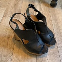 Black Leather Platforms Size 6 1/2 Franco Sarto
