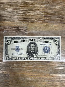 1934-A $5 Silver Certificate Blue Seal