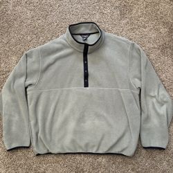 LL L.L. Bean Vintage Pullover Fleece Green T-Snap Granola Cabin Mens Size XXL
