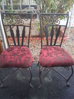 Wrought Iron Dining Chairs with Upholstered Seats
