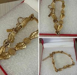 Pulsera gold filled hoja joyería antigua