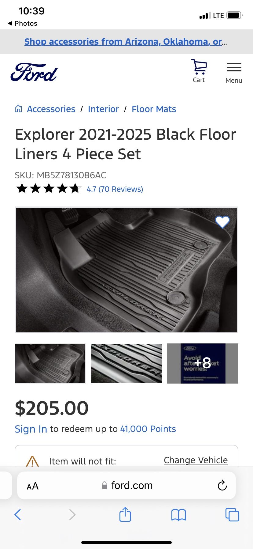 Rubber Mats Ford Explore ST XLT KING RANCH TIMBERLINE PLATINUM LIMITED