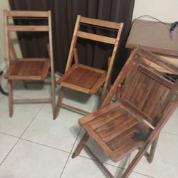 3 Vintage Wooden Folding Chairs