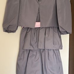 Vintage 80s Prom Laura Salkin Ruffled Tiered Skirt Puff Sleeve Jacket 