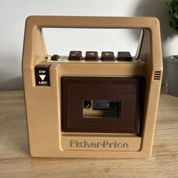 Vintage Fisher-Price 826 Cassette Tape Recorder Player 1980 Brown Toy Microphone