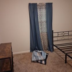 Navy Blue Curtains And Matching Twin Size Comforter 
