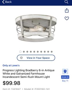 Progress Lighting Bradberry 6-in Antique White and Galvanized Farmhouse Incandescent Semi-flush Mount Light Progress Lighting Bradberry 6-in Antique White and Galvanized Farmhouse Incandescent Semi-flush Mount Light