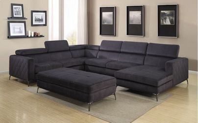 Contemporary Sectional Black w/ Ottoman