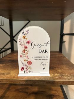 Dessert Bar Sign Floral Acrylic