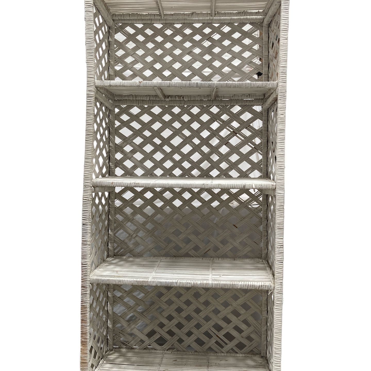 6 Foot White Rattan Shelves