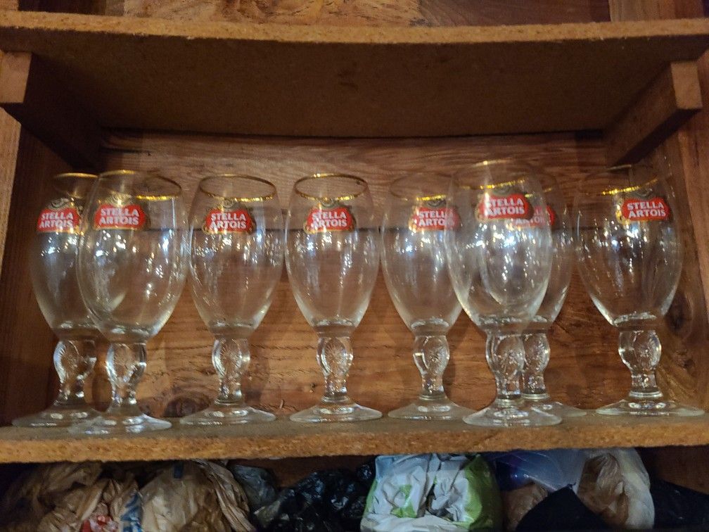 (8) Stella Artois Crystal Beer Glasses