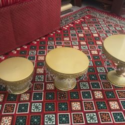 Gold Metal Cake Stands 3-Pack Set - 8-Inch, 10-Inch, 12-Inch Dessert Display