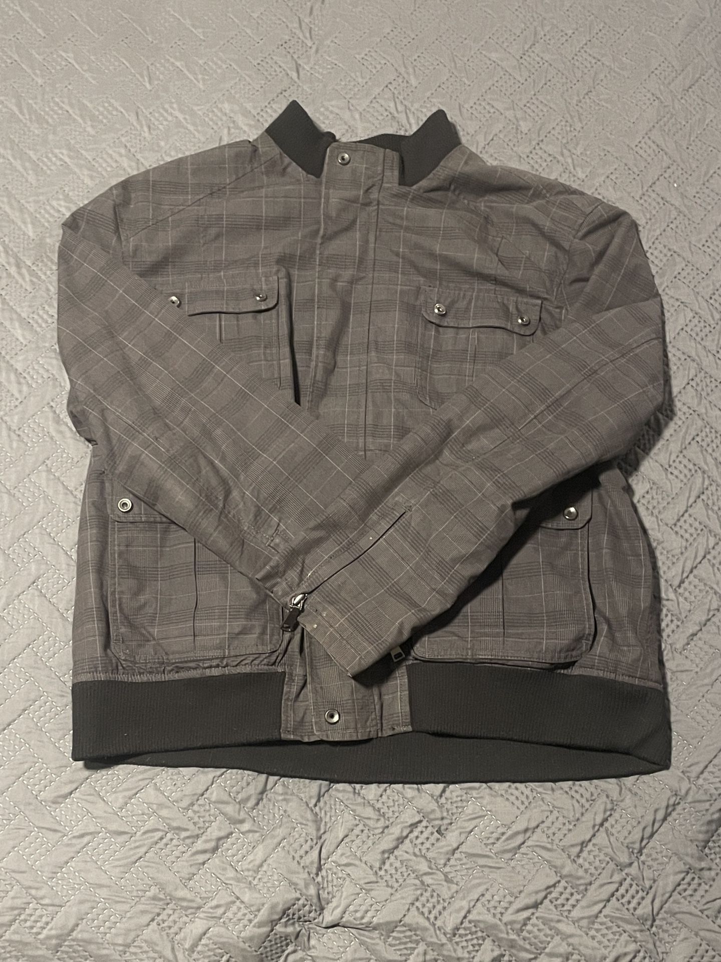 INC International Concepts Men's Charcoal Plaid Bomber Jacket