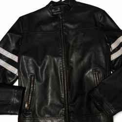Leather Styles Cross On Back Jacket 