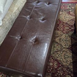 Brown Faux Leather Ottoman w/ Storage