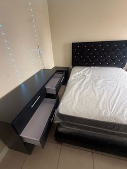 Queen Bedroom Set With Mattress All New Furniture And Free Delivery   1 Nightstand And Dresser.