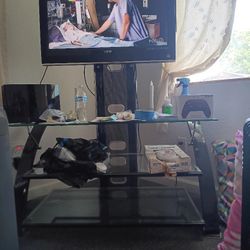 TV and Stand 3 Glass Shelves