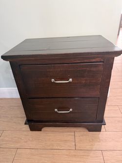 Dark Wood 2-Drawer Nightstand