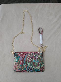 Floral Crossbody Bag with Gold Chain Strap
