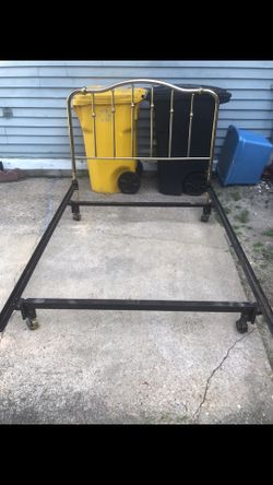 Queen size bed frame with Brass headboard only $60 firm