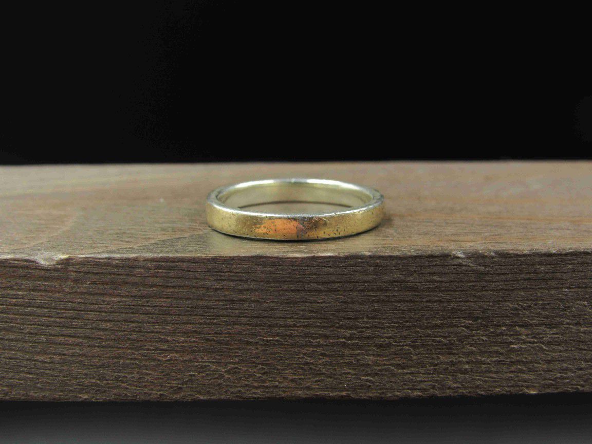 Size 7 Sterling Silver Worn Gold Plated Plain Band Ring