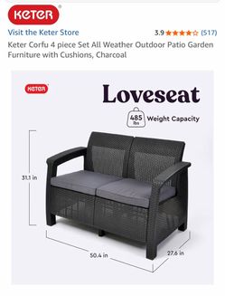 Resin Wicker Loveseat and Two Arm Chairs Loveseat and 2 chairs Outdoor Patio