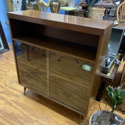 Mid Century Glass Front Bookcase