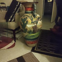 Large Vase With Nature Floral Painting