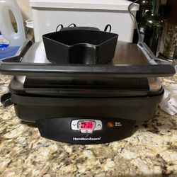 Hamilton Beach Electric Indoor Searing Grill With Adjustable Temp Control To 425F