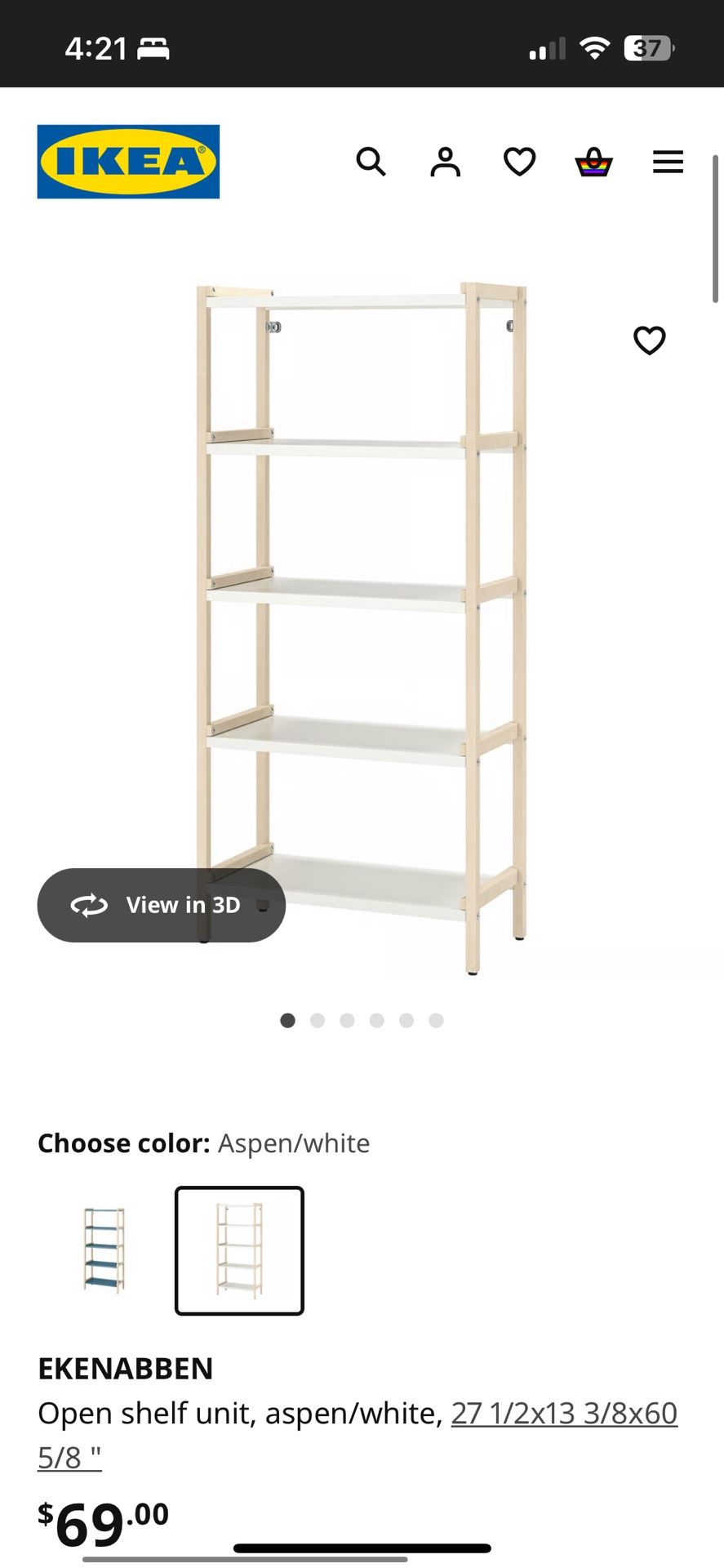 IKEA EKENABBEN Open shelf unit, aspen/white