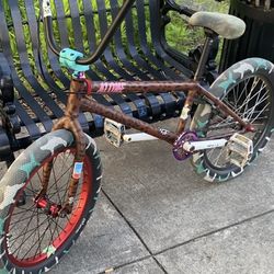 Alone Bmx Frame Fork And Bars…. Frame Is Hydro Dipped Cheetah Print 
